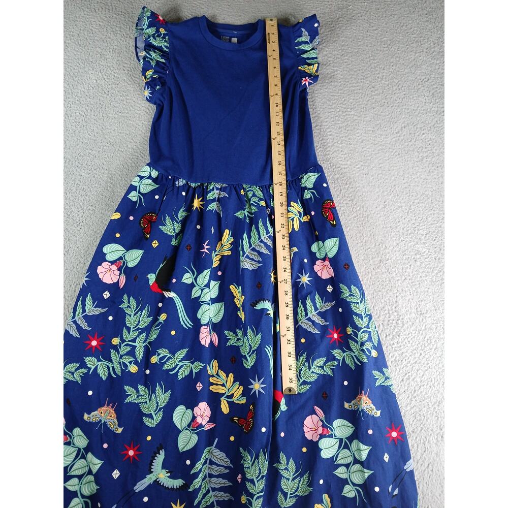 Target Latino Heritage Month Dress Womens Large Blue Birds Butterfly Midi NWT - Picture 4 of 8